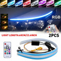 2X 60CM RGB Slim Sequential Flexible LED DRL Turn Signal Strip