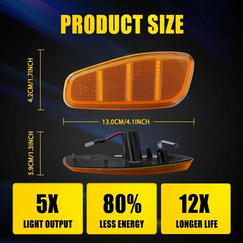 Amber LED Front Fender Side Marker Lights for Jeep Renegade (2015–2023)