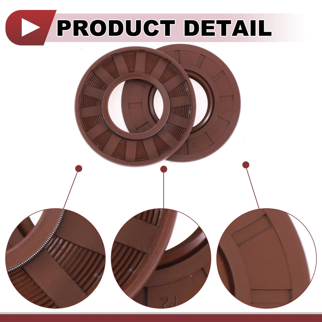 Set of 2 Oil Seal Rotary Shaft Seal FKM Rubber 35x72x7mm