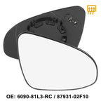 Right Side Heated Mirror Glass with Backing Plate 87931-F4040 for Toyota C-HR (2017–2023)