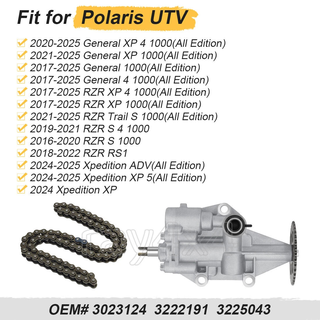 Complete Oil Pump & Chain Assembly for Polaris RZR XP 1000 / RZR XP 4 1000 (2017–2025)
