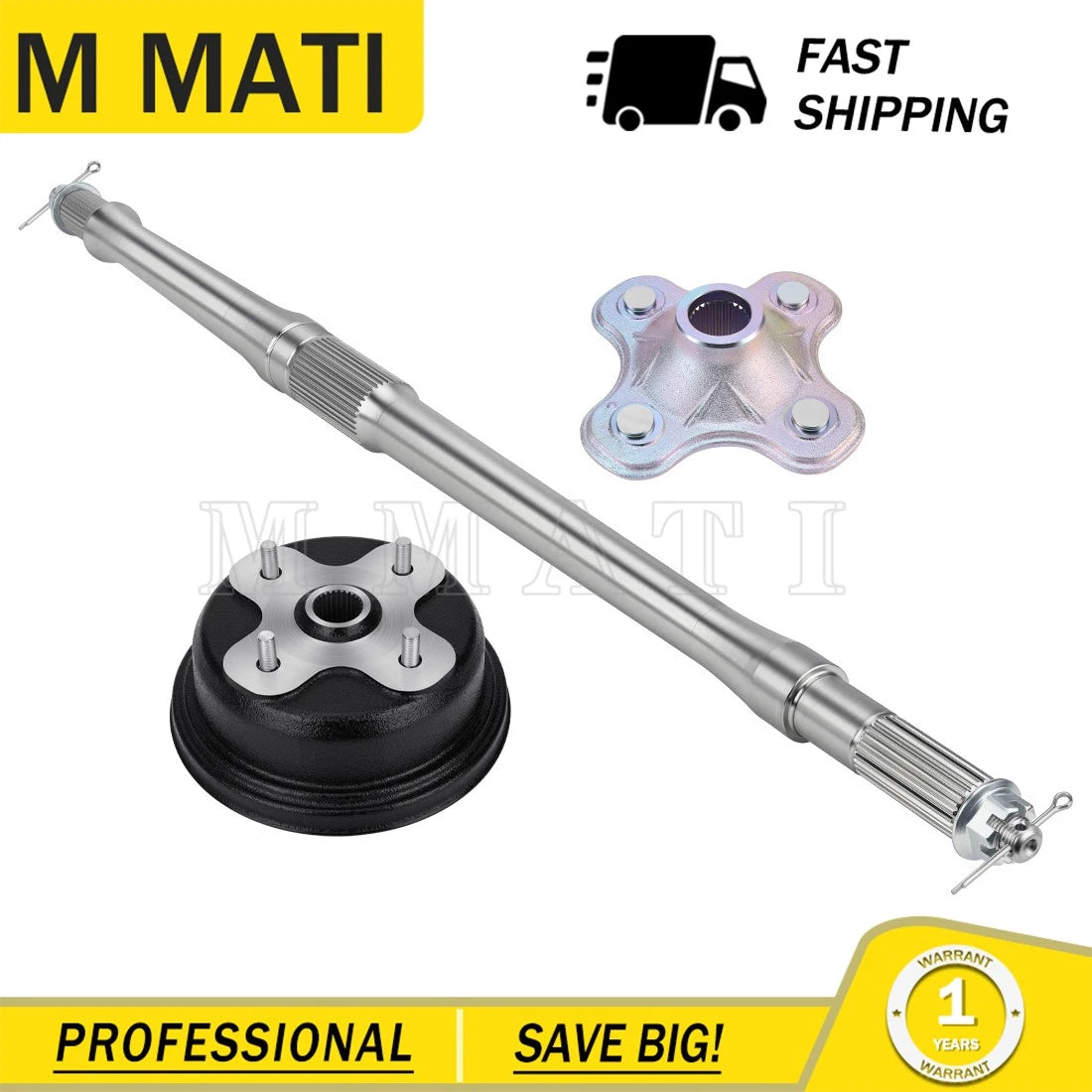 Rear Axle Shaft & Brake Drum & Wheel Hub Kit for Yamaha Big Bear 350 (1997–1999)