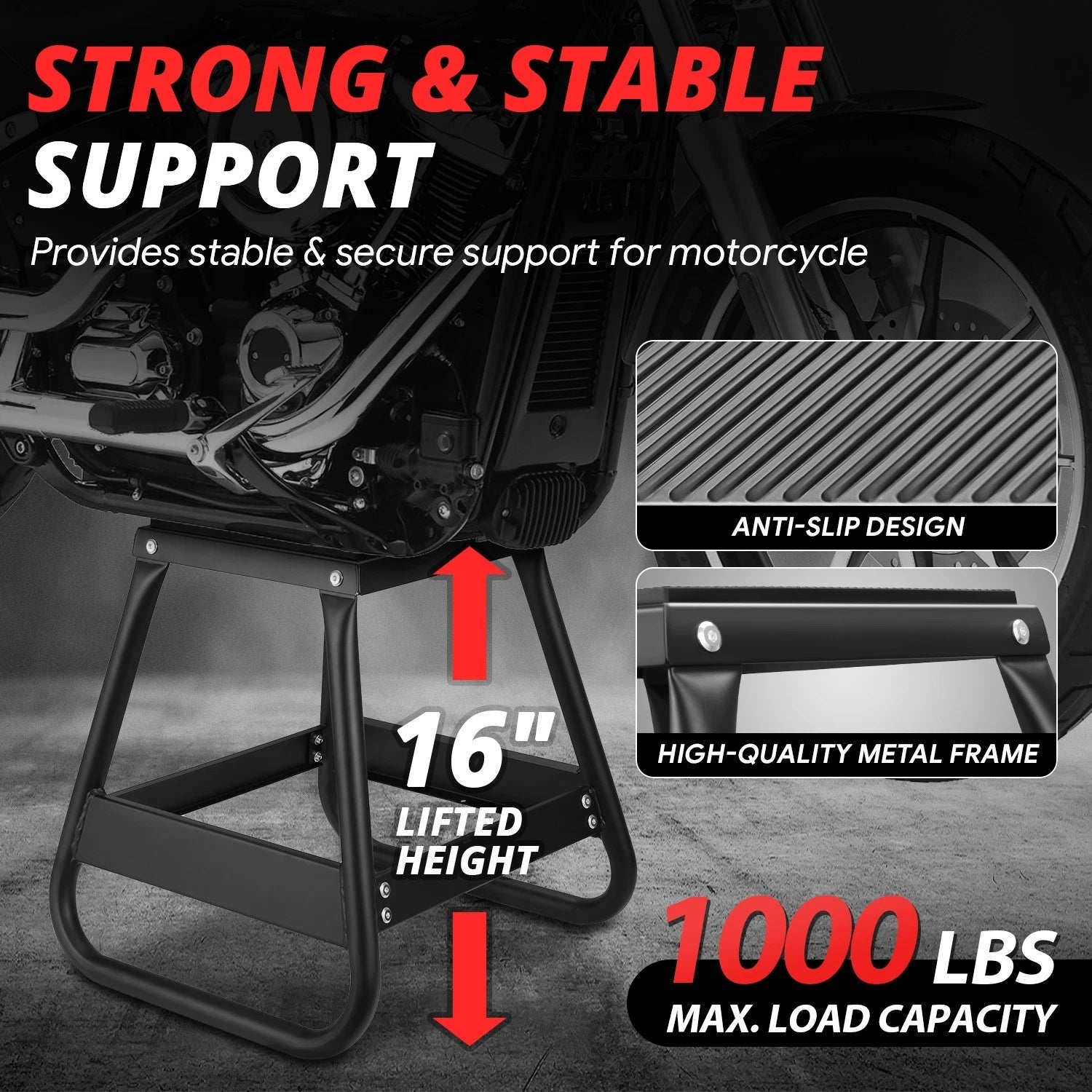 16 in Lift Height Motorcycle Panel Stand for Dirt Bike (1000 lbs Load)