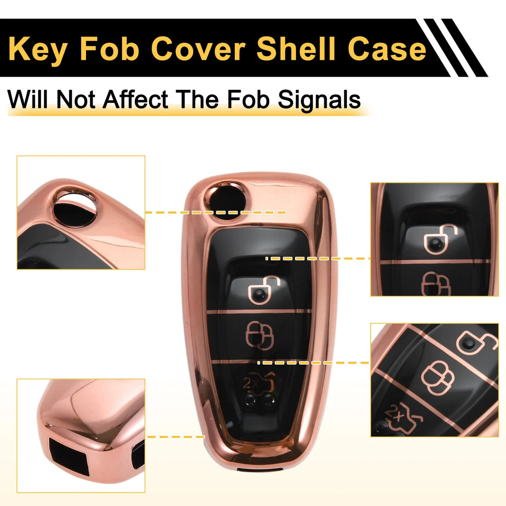 Rose Gold TPU Silicone Key Case for Ford Mondeo (2000–2007)