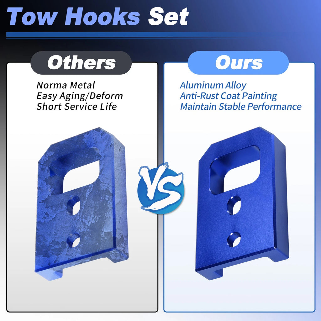 Front Tow Hooks for Toyota Tacoma 4Runner Land Cruiser 250 (2024–2026) 2pcs Blue