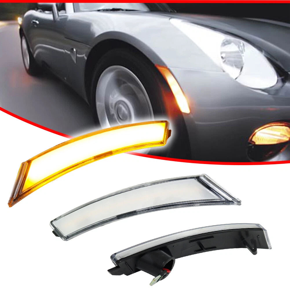 2X Clear Lens Amber LED Front Sidemarker Lights for Pontiac Solstice/Sky (2006–2010)