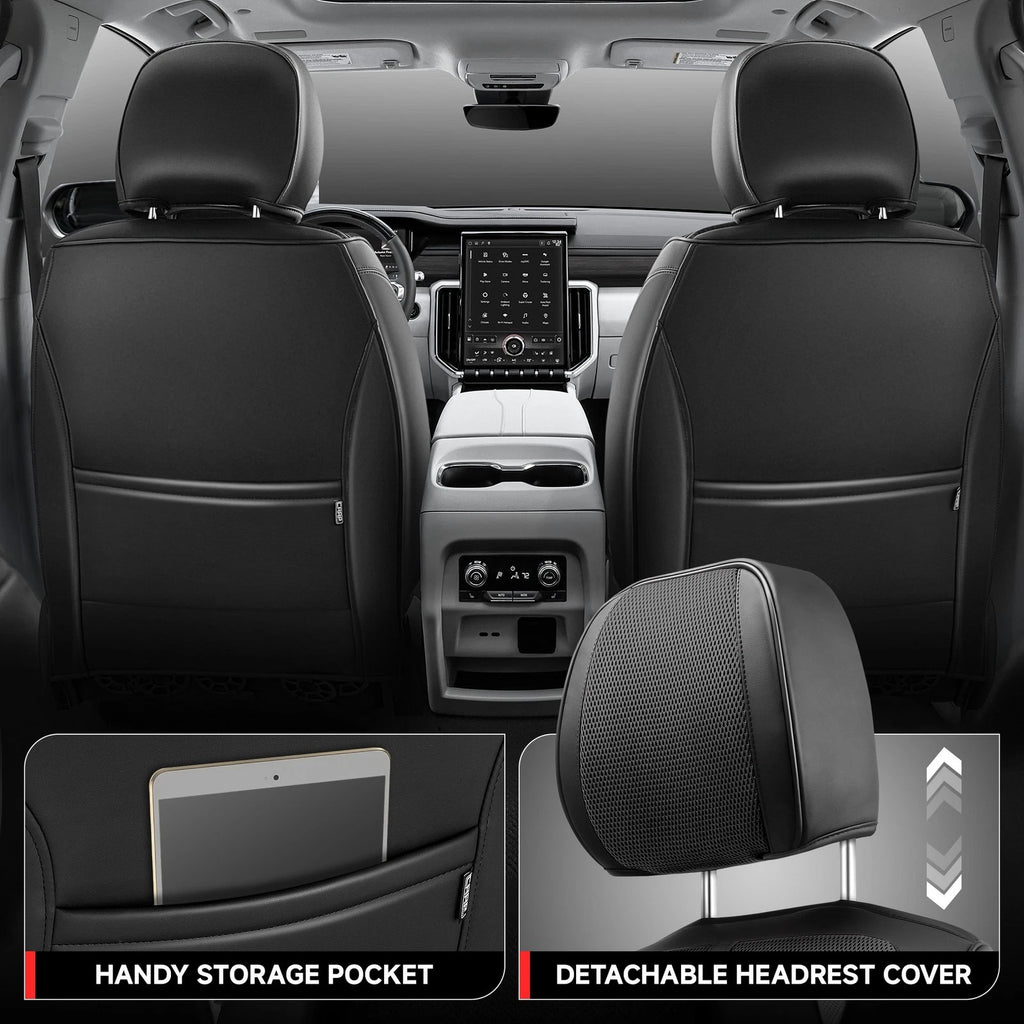 Set of 2 Front Row Seat Covers for Universal Fit Car SUV Black
