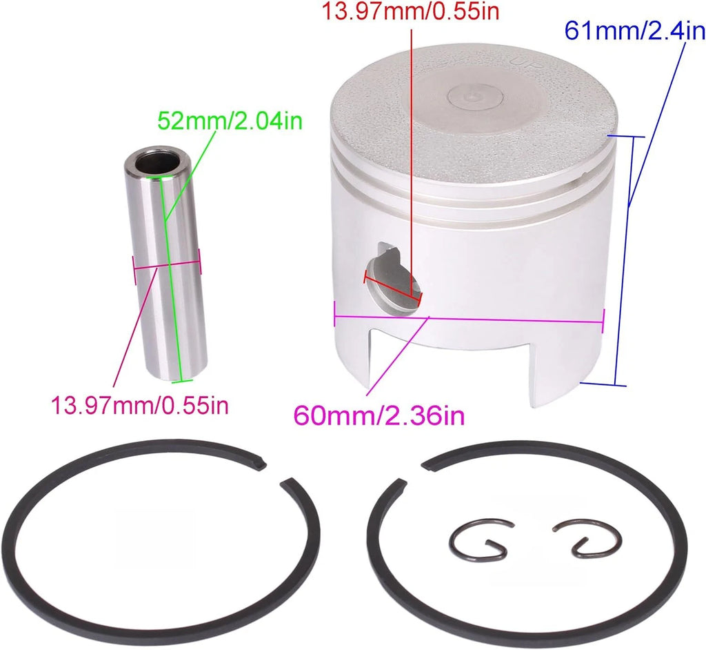 2X Piston Kit for Tohatsu 9.9/15/18 HP (STD) 350-00001-1, 350-00011-0