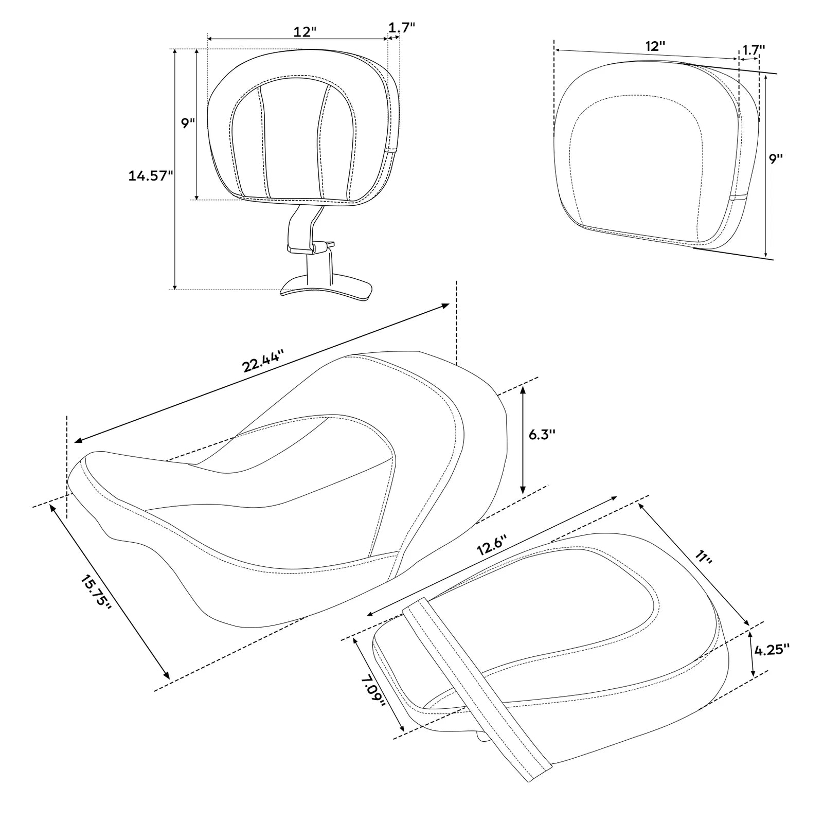 Seats & Backrest Pad for Harley CVO Road Glide (2009–2023)