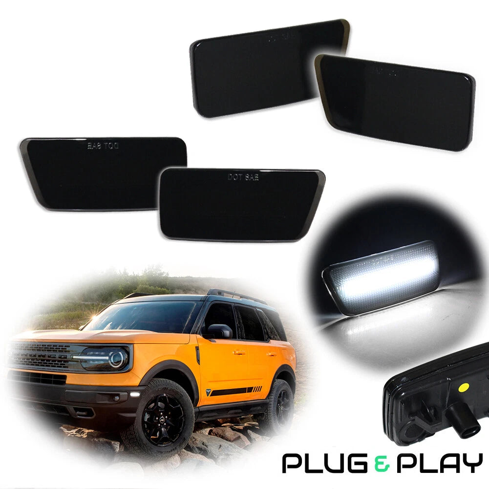 Set of 2 Front and Rear Fender LED Side Marker Lights for Ford Bronco Sport