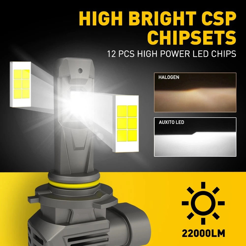 2X HB3 9005 LED Headlight Bulbs for High Beam (Universal Fit)