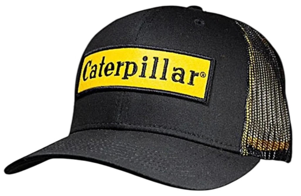 Caterpillar Timeless Black Baseball Cap with Yellow Logo Patch