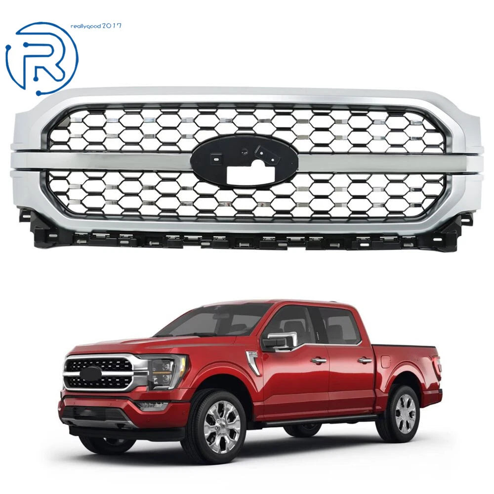 Front Upper Bumper Grille Assembly Chrome for F-150 (2021–2023)
