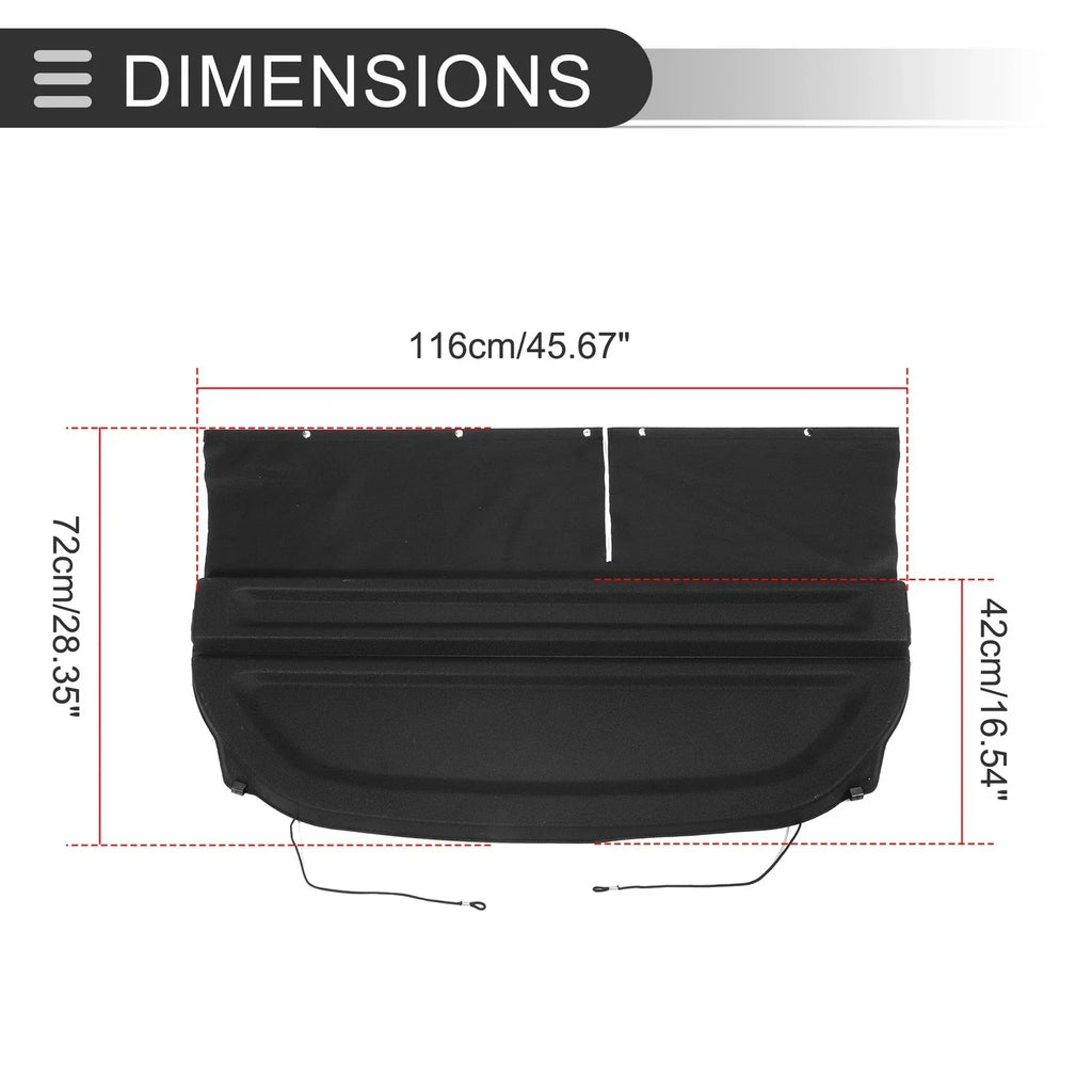 Rear Parcel Shelf Boot Load Cover for Honda Fit (2009-2011) Black