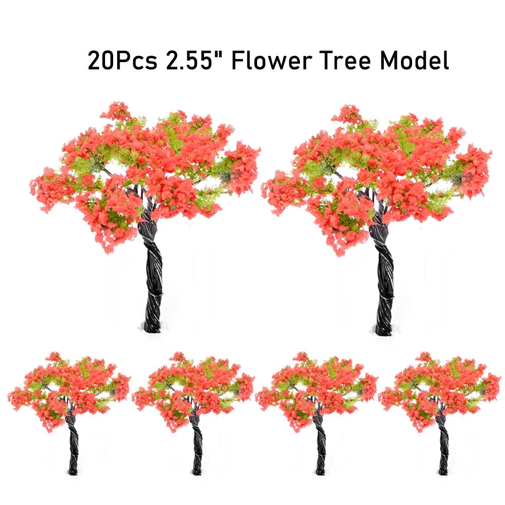 20Pcs 2.55" Flower Model Trees for Miniature Garden Diorama (N/A)