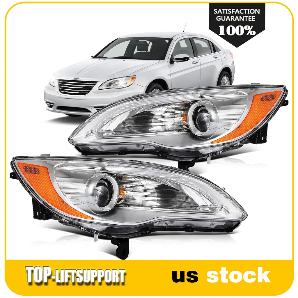 Headlight Assembly for Chrysler 200 (2011–2014) Left & Right with Bulbs