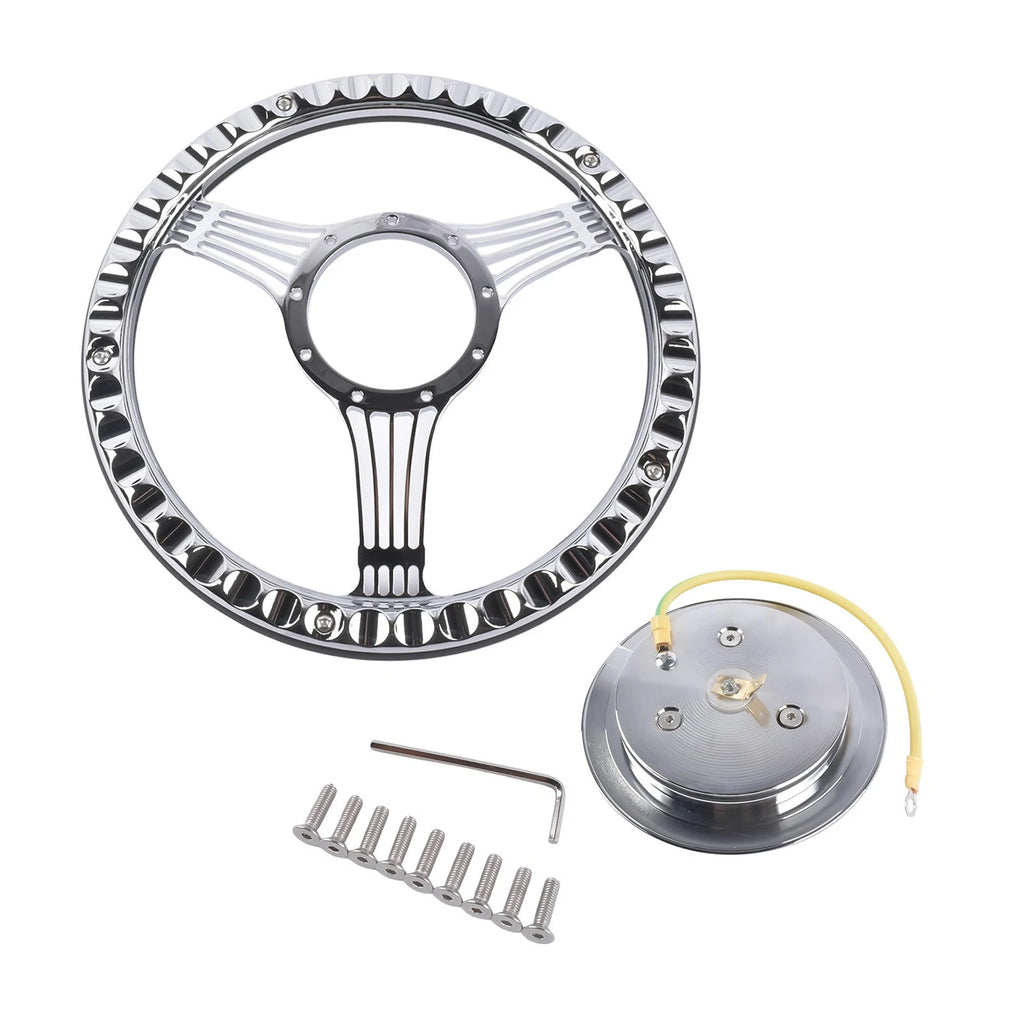 Steering Wheel Kit for GM 14" (1969–1994) - Billet Aluminum, 9 Hole, Horn Button