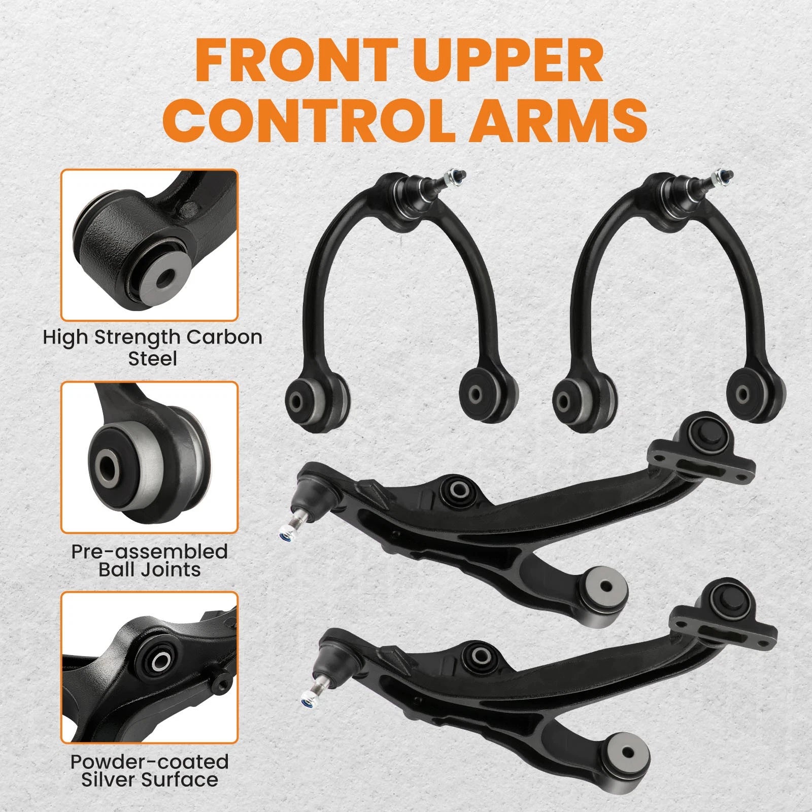 Set of 14 Front Upper Lower Control Arms for Jeep Commander Grand Cherokee (2005-2010)