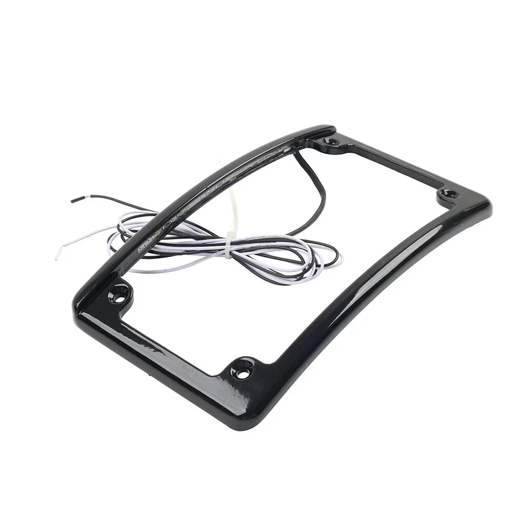 Black Rear License Plate Frame Bracket w/Light for Harley Touring (2009-2023)