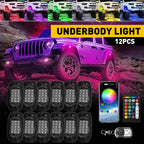 12 Pods RGB LED Rock Lights Kit for Offroad Trucks (Universal)