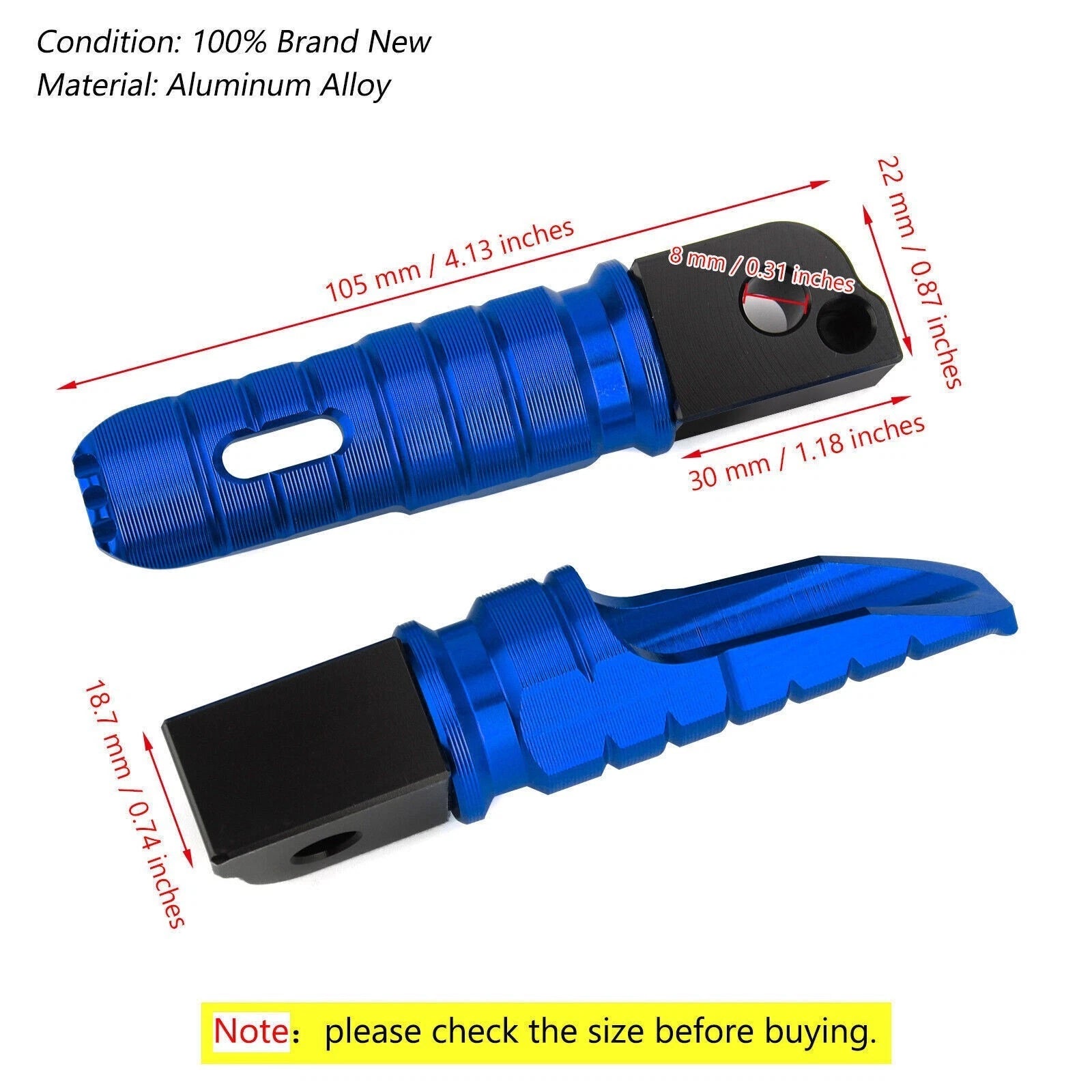 Rear Footrests Foot Pegs for BMW R NineT F900R F900XR R1200R R1200RS R1250R (2014–2023) Blue