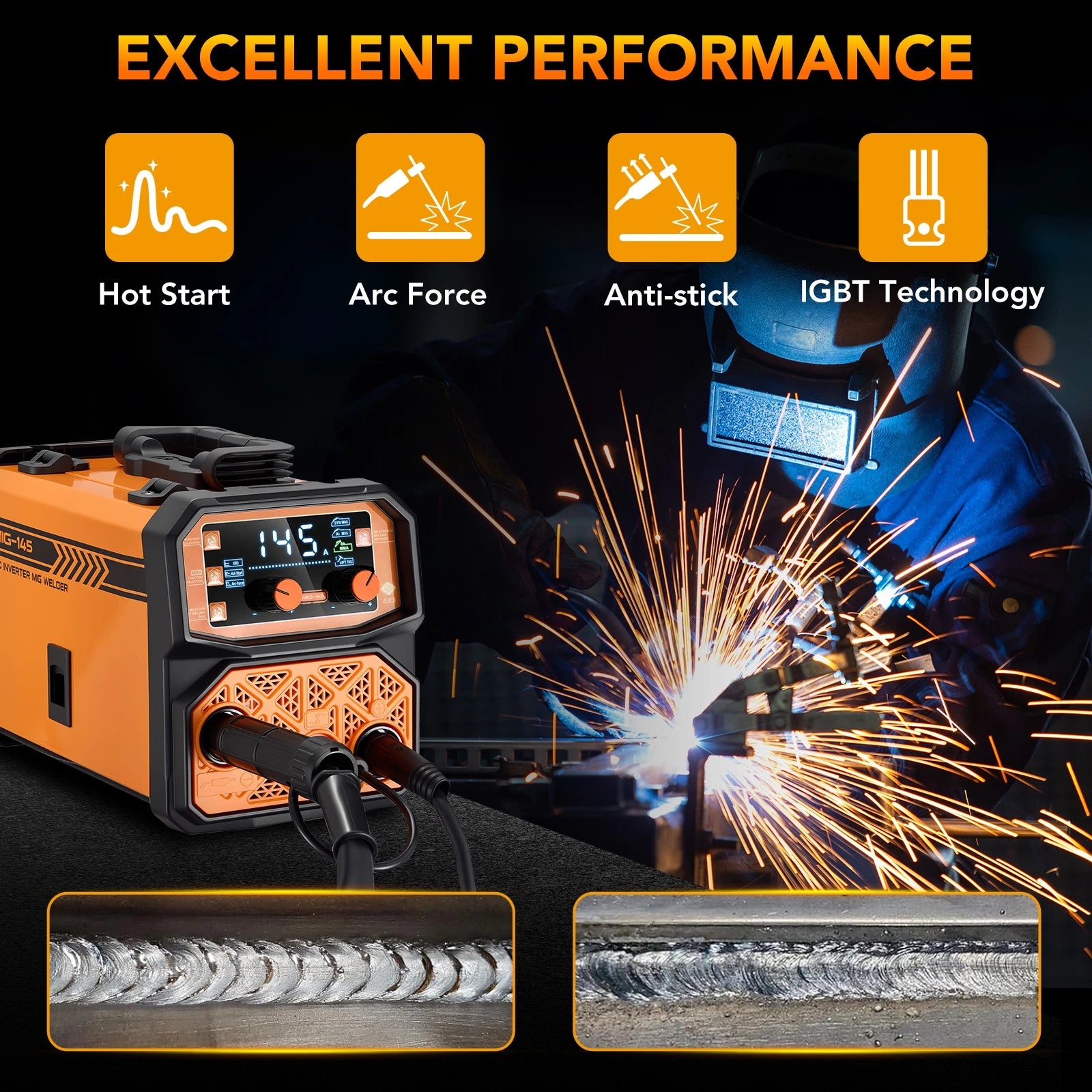 Welding Machine for MIG Stick Lift TIG Welder 110V (145Amp)