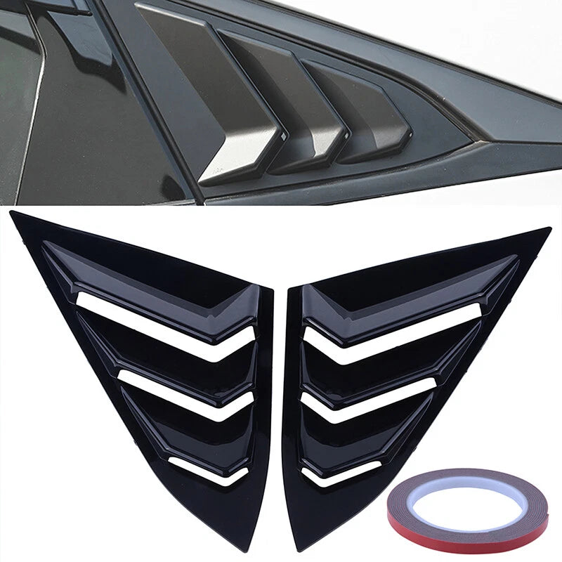 2X Black ABS Vent Quarter Side Window Louver Cover for Honda Civic (2016–2021)