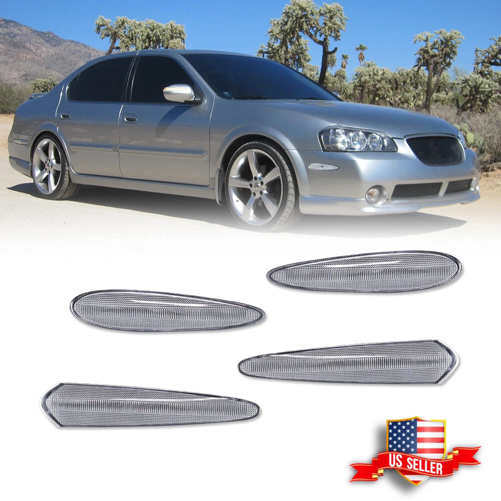 Set of 4 Clear Front & Rear Side Marker Lights for Nissan Maxima (2000–2003)