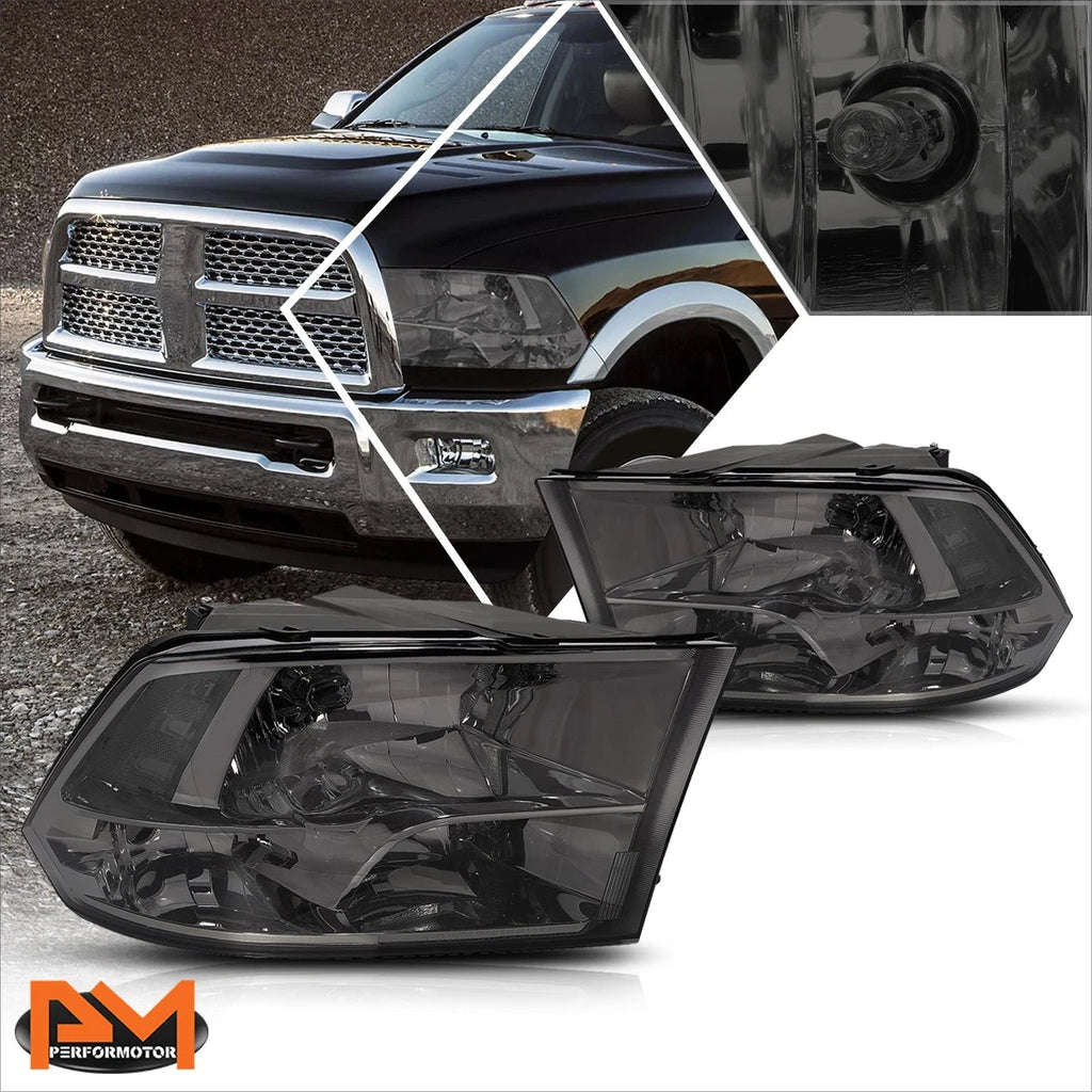 Smoked Lens Clear Side Corner Quad Headlight Set for Dodge RAM Pickup (2009–2018)