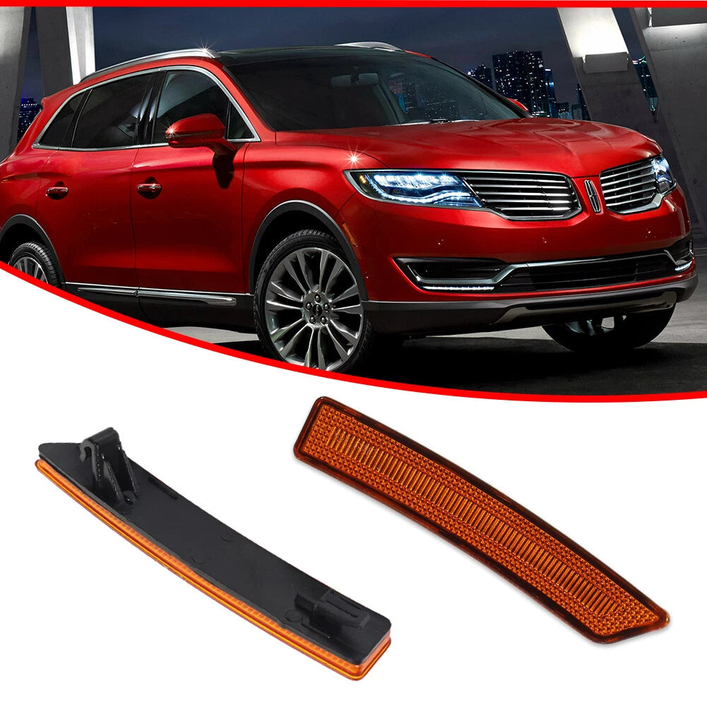 Amber Lens Front Fender Side Marker Reflector Lights for Lincoln Nautilus (2019–2022)