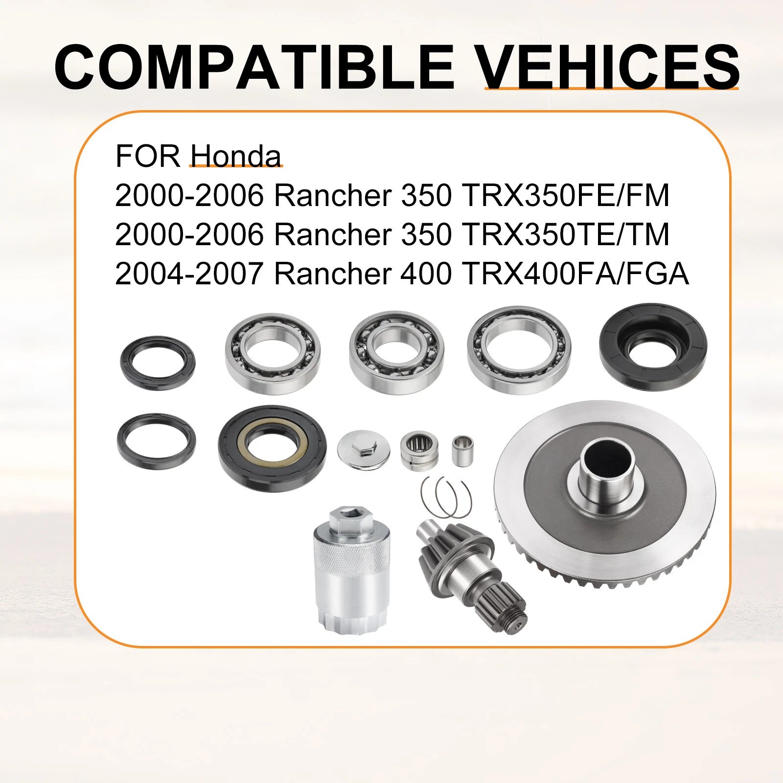 Rear Diff Pinion Ring Gear Set w/ Nut Tool for Honda Rancher 400 (2000–2006)