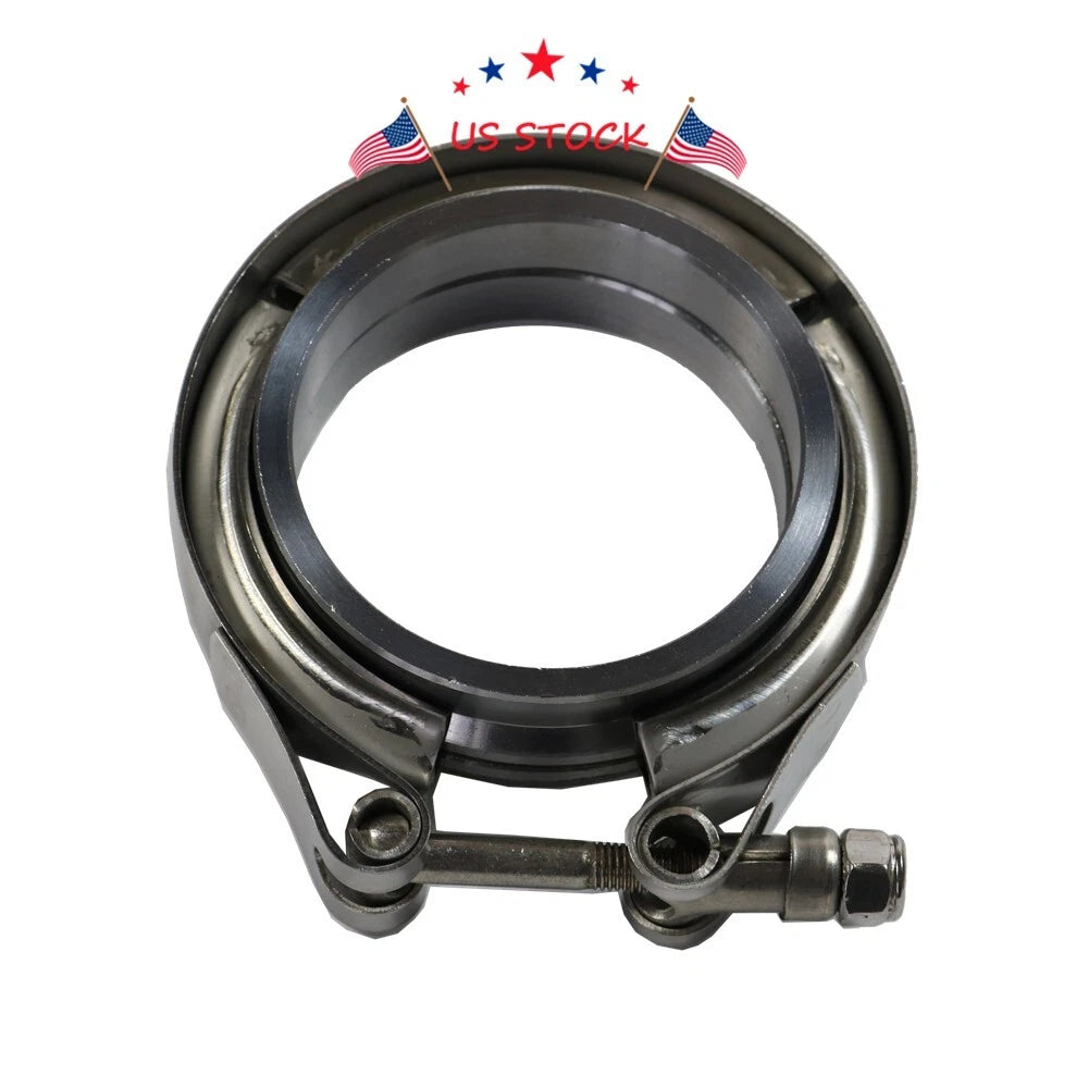 Set of 4 Stainless Steel V-Band Flanges and Clamps for Turbo Exhaust Downpipes