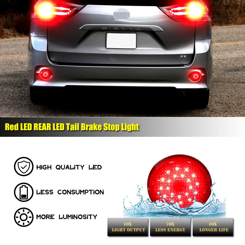 LED Red Rear Bumper Reflectors for Toyota Sienna Corolla