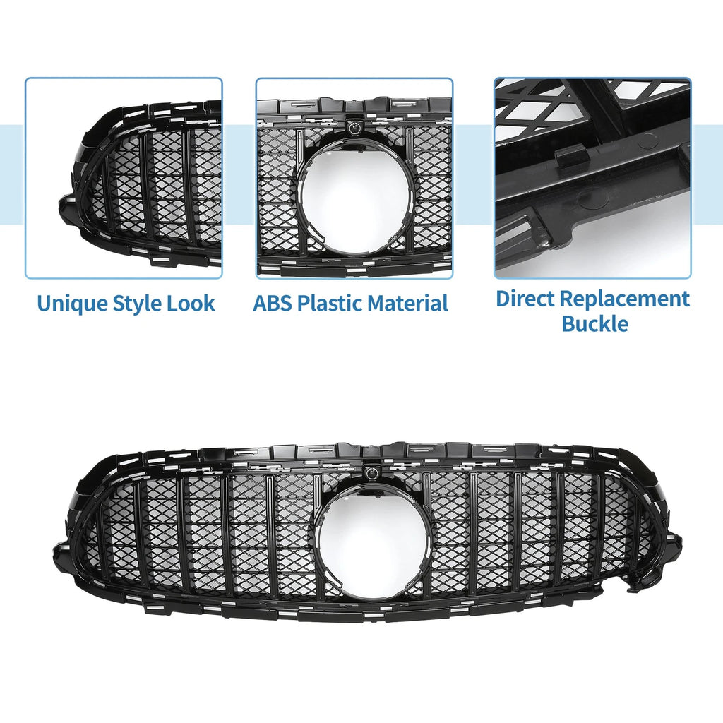 Front Upper Bumper Grille for Mercedes E200 (2017–2020) AMG Black