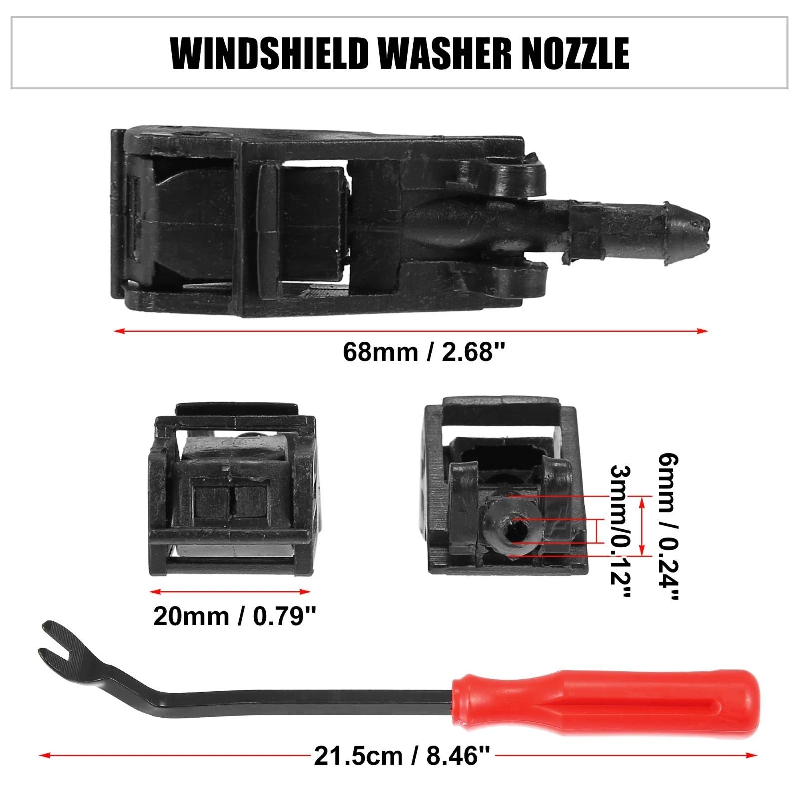 3pcs Front Windshield Washer Nozzle Kit 6E0955985 for Volkswagen Jetta (1999–2012)