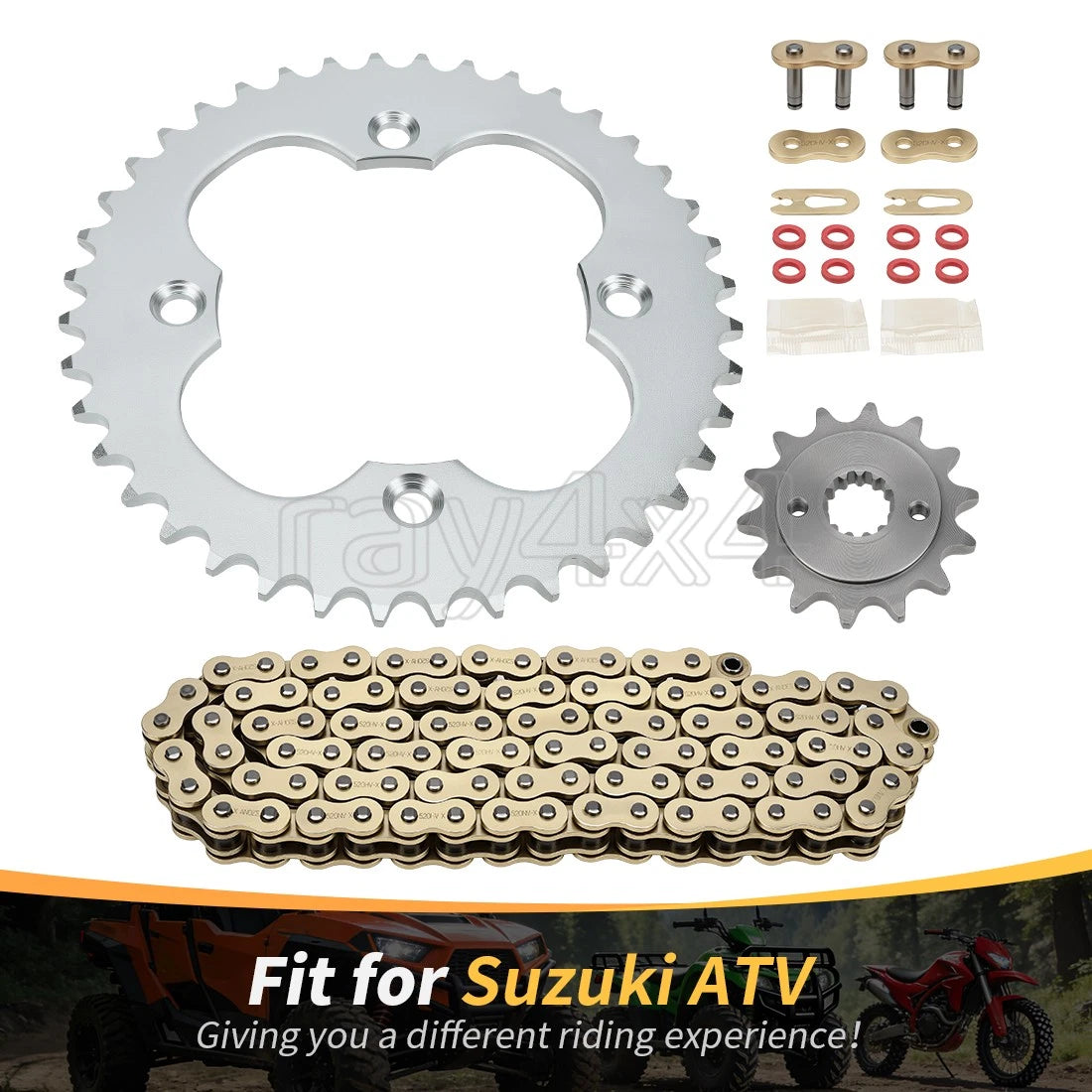 Gold X-Ring Chain 96 Links for Suzuki QuadSport Z400 (2009–2014)