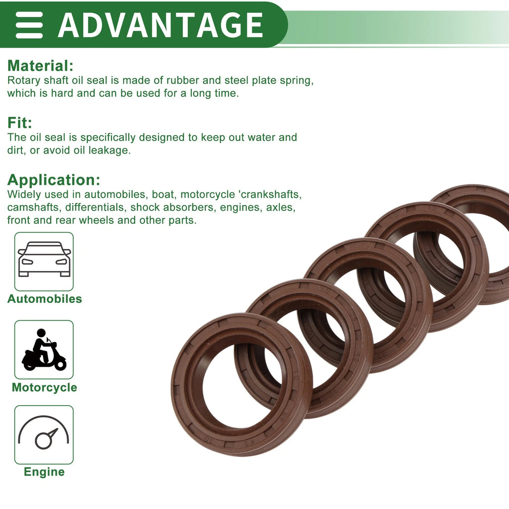 Set of 5 Oil Seals FKM Rubber 28x42x10mm for High Pressure