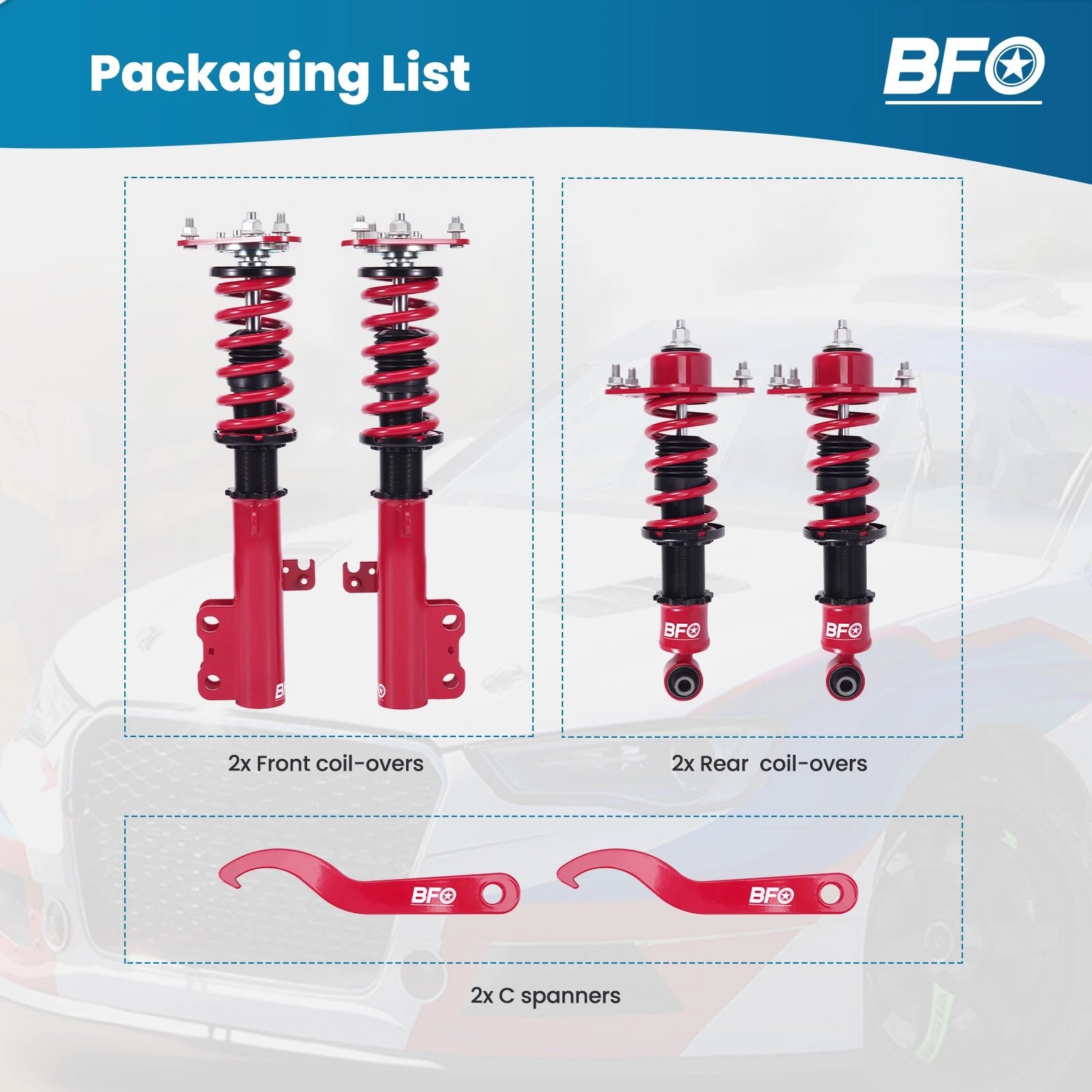 BFO Coilovers for Scion tC (2005–2010) - Height Adjustable Suspension