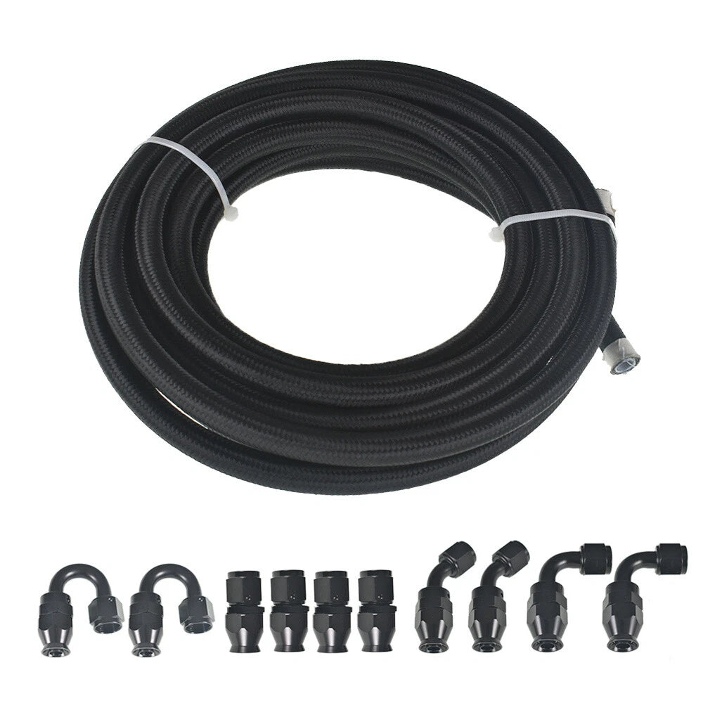 Braided Fuel Hose Line Kit 6AN Swivel Fittings 20FT for Automotive