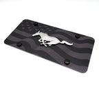 License Plate Frame Premium Black Wave American Flag for Ford Mustang (2015–2024)