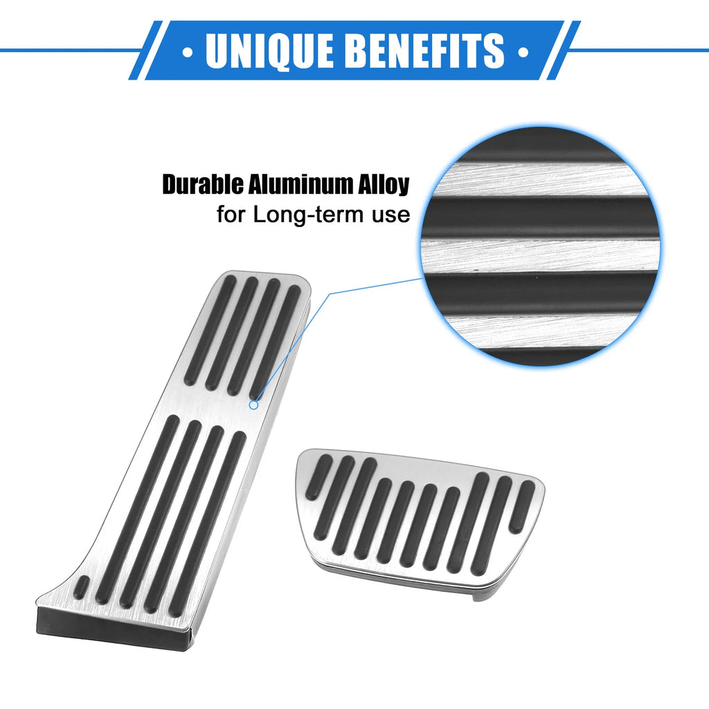 3 Pcs Gas Brake Foot Rest Pedal Cover for Toyota RAV4 (2019–2023) Silver Tone