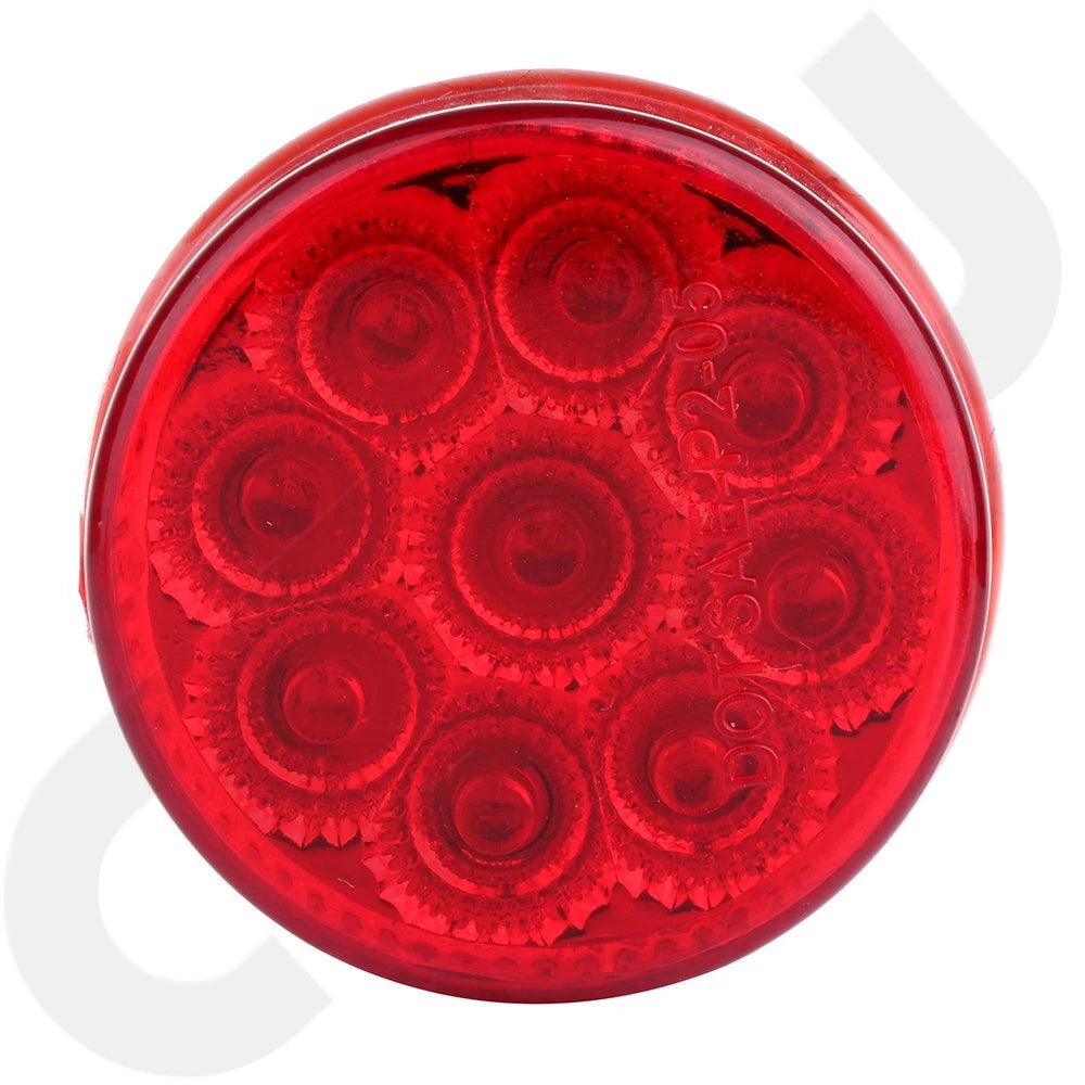 2X 2 Inch Round Red LED Side Marker Tail Light for Trailer