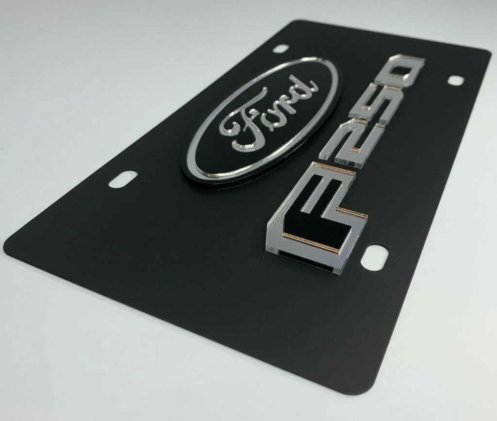Vanity License Plate Holder Licensed Black Oval Emblem for Ford F-250 (2017–2024)