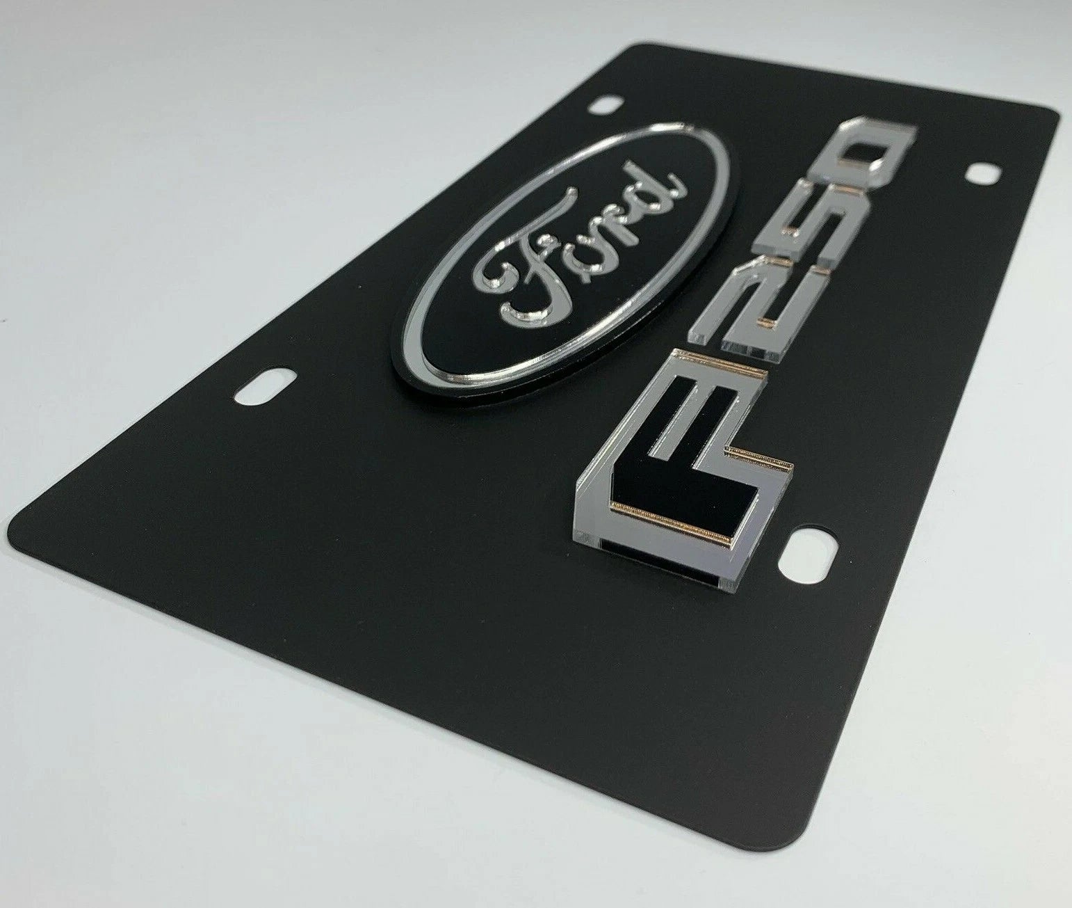 Vanity License Plate Holder Licensed Black Oval Emblem for Ford F-250 (2017–2024)