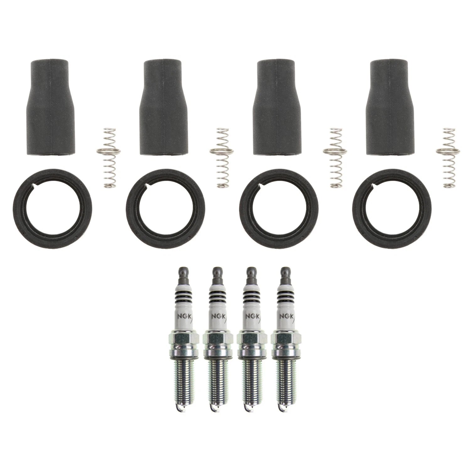 Set of 4 NGK Iridium IX Spark Plugs & Coil Boots for Kia Sorento Soul (2011–2020)