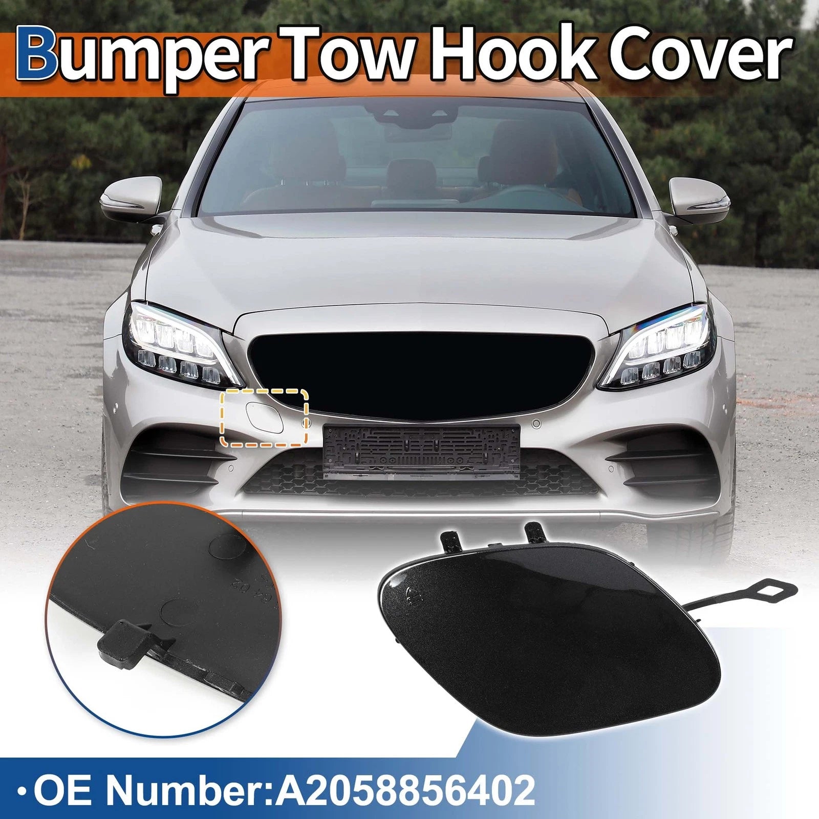 Tow Hook Cover for Mercedes-Benz (A2058856402) (2019–2023) Tenorite Grey