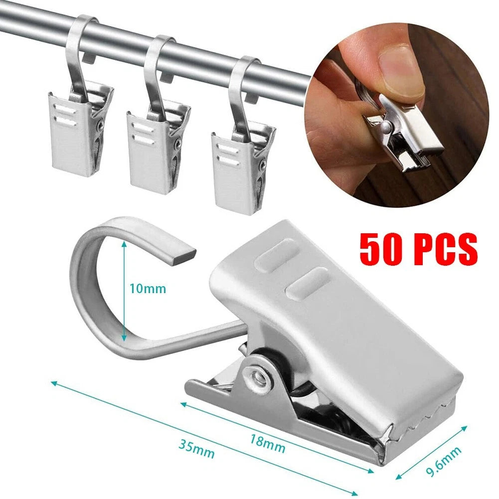 50 PCS Stainless Steel Curtain Clips for Photos Decoration Wire Holder