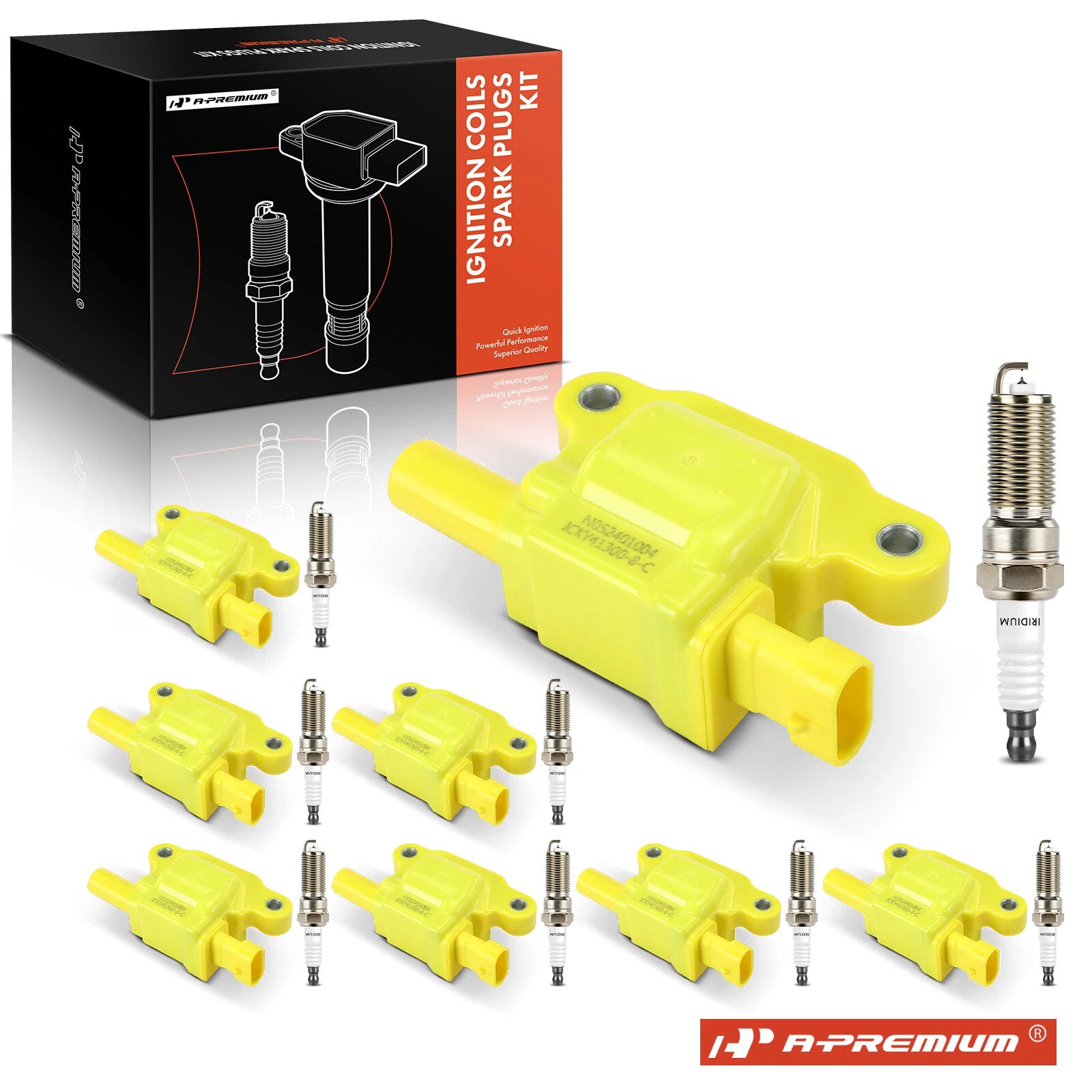 8 Ignition Coils & 8 Iridium Spark Plugs for Chevrolet Silverado 1500 (2014–2020)