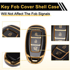 Black Gold Edge Car Key Case for Hyundai i10 (2010–2023) - 3 Buttons