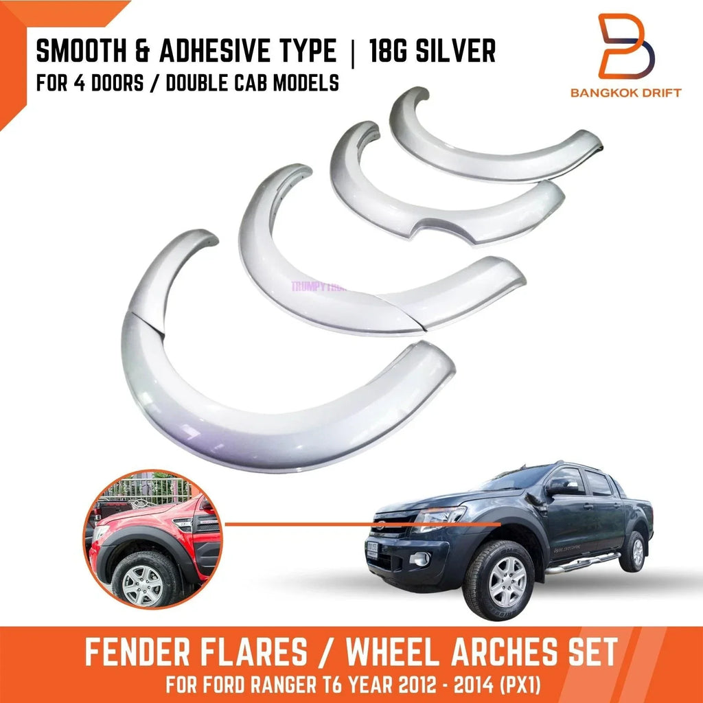 18G Silver Fender Flares for Ford Ranger T6 PX1 XLT XL XLS Wildtrak (12-15)